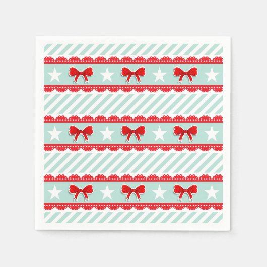 Modernes Weihnachtsmuster mit Bögen und Sternen Serviette (Vorderseite)