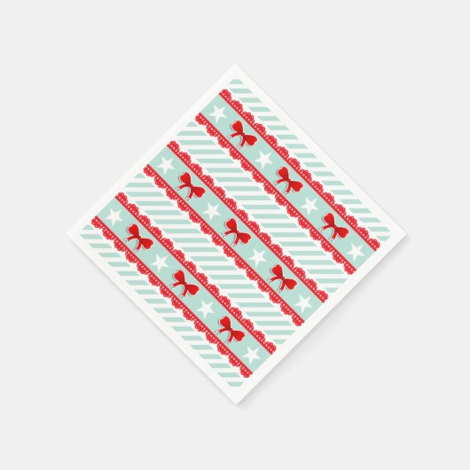 Modernes Weihnachtsmuster mit Bögen und Sternen Serviette (Ecke)