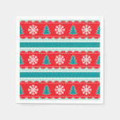 Modernes Weihnachtsmuster mit Schneeflocken & Bäum Serviette (Vorderseite)