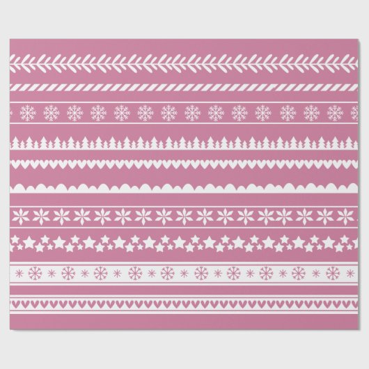 Modernes Weihnachtsmuster Rosa Geschenkpapier (Flach)