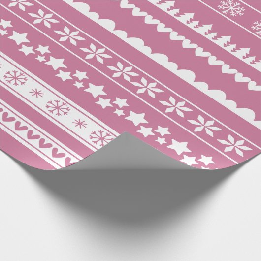 Modernes Weihnachtsmuster Rosa Geschenkpapier (Ecke)