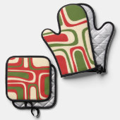 Modernes Weihnachtspalmenmuster im Mittelalter Ofenhandschuh & Topflappen-Set (Vorderseite/Rückseite)