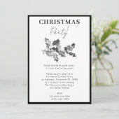 Modernes WeihnachtsParty Schwarz-weiß Holly Berrie Einladung (Stehend Vorderseite)