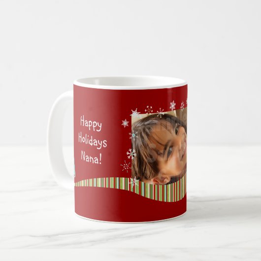 Modernes Weihnachtspersonalisierte Foto-Tasse Kaffeetasse (Vorderseite Links)