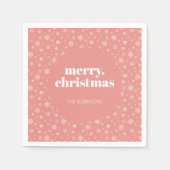 Modernes Weihnachtsrosa mit Schneeflockenmuster Serviette (Vorderseite)