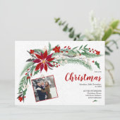 Modernes Weihnachtsschnee-Foto Einladung (Stehend Vorderseite)