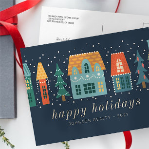 Modernes Weihnachtsstadtgeschäft Postkarte