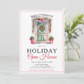 Modernes Weihnachtstor Open Holiday House Party Einladung (Stehend Vorderseite)
