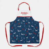 Modernes Weihnachtswald personalisiert Weiß Schürze (Vorderseite)