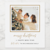 Modernes Weihnachtsweinflaschen Foto Geschenk Gold Weinetikett (Einzelnes Label)