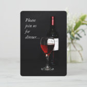 Modernes Weinglas und Flasche Einladung (Stehend Vorderseite)