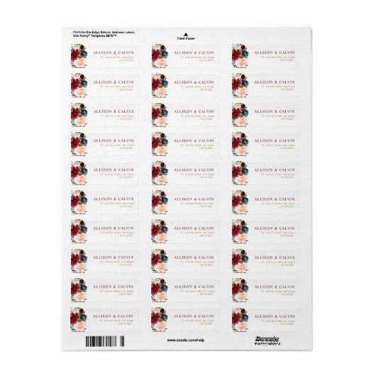 Modernes weinrosafarbenes Hochzeitslabel (Vorne)