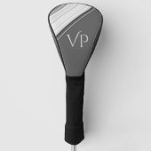 Modernes Weiß auf grauem Monogramm Golf Headcover (Vorderseite)