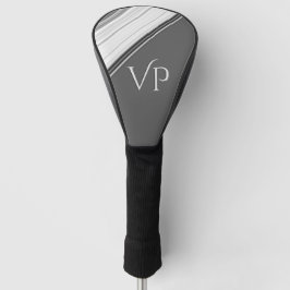 Modernes Weiß auf grauem Monogramm Golf Headcover
