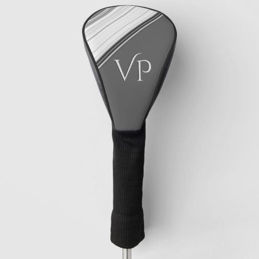 Modernes Weiß auf grauem Monogramm Golf Headcover (Vorderseite)