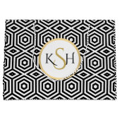 Modernes Weiß auf schwarzpolygonalem Muster Große Geschenktüte (Vorderseite)