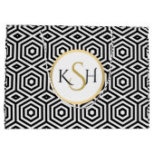 Modernes Weiß auf schwarzpolygonalem Muster Große Geschenktüte (Rückseite)