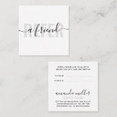 Modernes Weiß bezeichnet die Signatur eines Freund Empfehlungskarte (Vorne/Hinten)