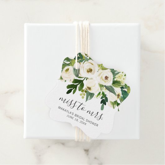 Modernes Weiß Blumen Elegantes Brautparty Geschenkanhänger (Beispiel)