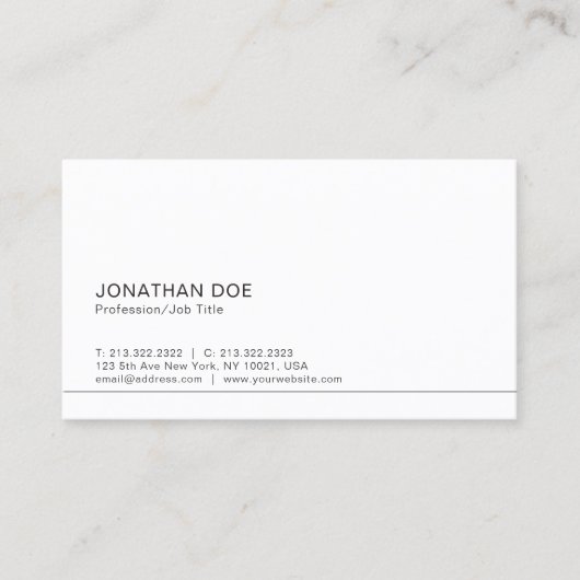 Modernes Weiß Einfach Schlicht Beruflich elegant Visitenkarte (Vorderseite)