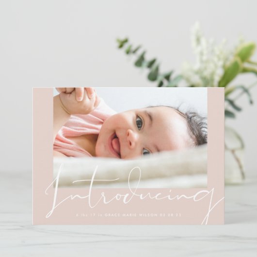 Modernes Weiß Einführung handgeschriebenes Foto Ge (Stehend Vorderseite)