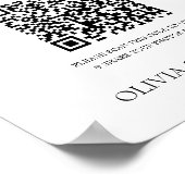 Modernes Weiß | Hochzeitsstichtag-Foto QR-Code-Zei Poster (Ecke)