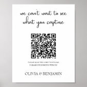 Modernes Weiß | Hochzeitsstichtag-Foto QR-Code-Zei Poster (Vorne)