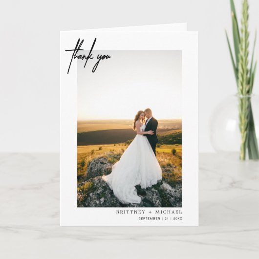 Modernes Weiß mit Handschrift Danke (Vorderseite)