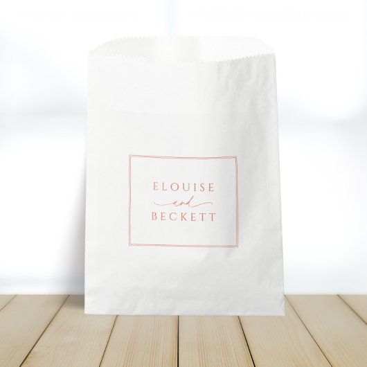 Modernes Weiß mit Orange Wedding Geschenktütchen