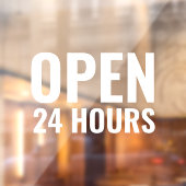 Modernes Weiß rund um die Uhr geöffnet Fensteraufkleber (Blatt 2)