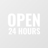 Modernes Weiß rund um die Uhr geöffnet Fensteraufkleber (Blatt)