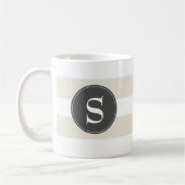 Modernes Weiß, Taupe, Schwarzes Monogramm Kaffeetasse (Links)