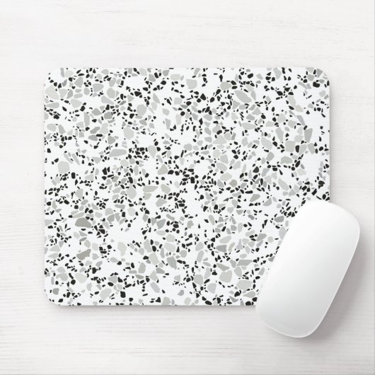 Modernes Weiß Terrazzo Mousepad (Mit Mouse)