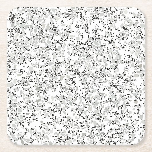 Modernes Weiß Terrazzo Rechteckiger Pappuntersetzer (Vorderseite)
