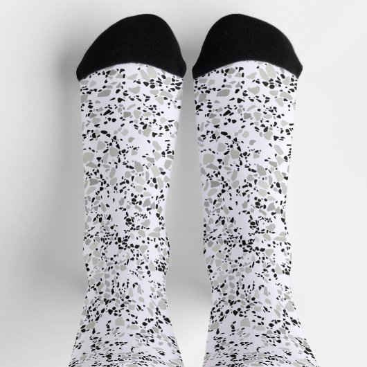 Modernes Weiß Terrazzo Socken (Oben)