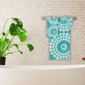 Modernes Weiß und Blau Mandala Badhandtuch Set