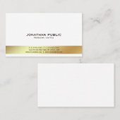 Modernes Weiß und Gold Beruflich Elegantes Schlich Visitenkarte (Vorne/Hinten)