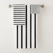 Modernes Weiß und Schwarzer Streifen Badhandtuch Set (Insitu)