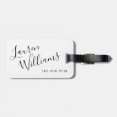 Modernes Weiß- und Schwarzes Skript Gepäckanhänger (Rückseite horizontal)