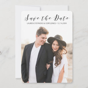 Modernes Weiß- und Schwarzes Skript Save The Date