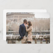 Modernes Weiß- und Schwarzes Skript Save The Date (Vorne/Hinten)