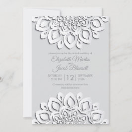 Modernes Weißbuch schneiden Mandala Virtual Weddin Einladung