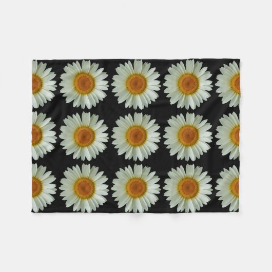 Modernes weiße Gänseblümchen-Muster Fleecedecke (Vorderseite (Horizontal))