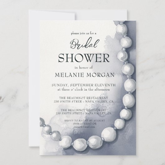 Modernes Weiße Perlen-Brautparty Einladung (Vorderseite)