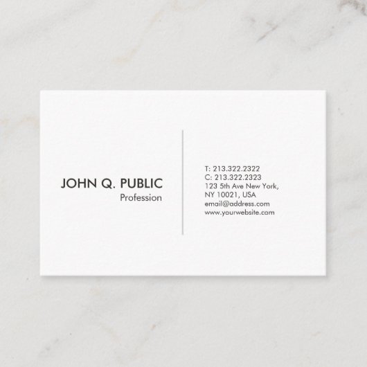 Modernes weißes berufliches einfaches elegantes visitenkarte (Vorderseite)