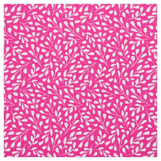 Modernes weißes Botanisches Leaf-Muster - Hot Pink Stoff (Muster)