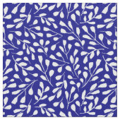 Modernes weißes Botanisches Leaf Muster Navy Blau Stoff (Nahaufnahme)
