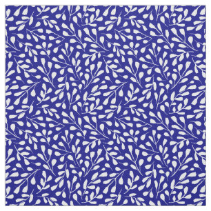 Modernes weißes Botanisches Leaf Muster Navy Blau Stoff