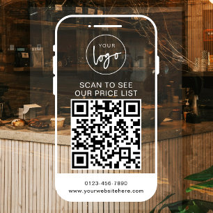 Modernes weißes Business-Logo-Scan-Preisliste QR-C Fensteraufkleber