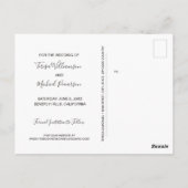 Modernes, weißes, elegantes Script-Save the Date F Postkarte (Rückseite)